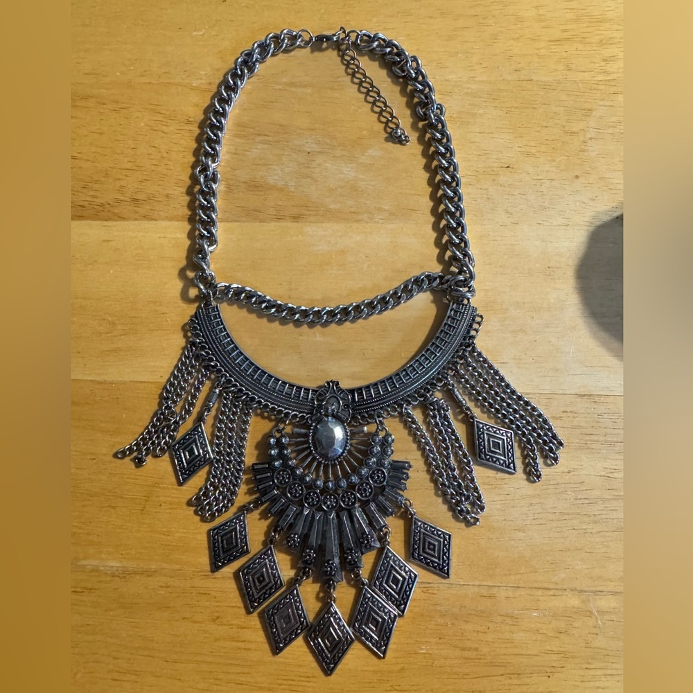 Chunky Statement Silver Tone Necklace